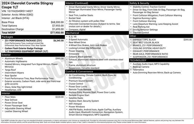 Used 2024 Chevrolet Corvette Stingray Coupe w/ Z51 Performance Package RWD image 30