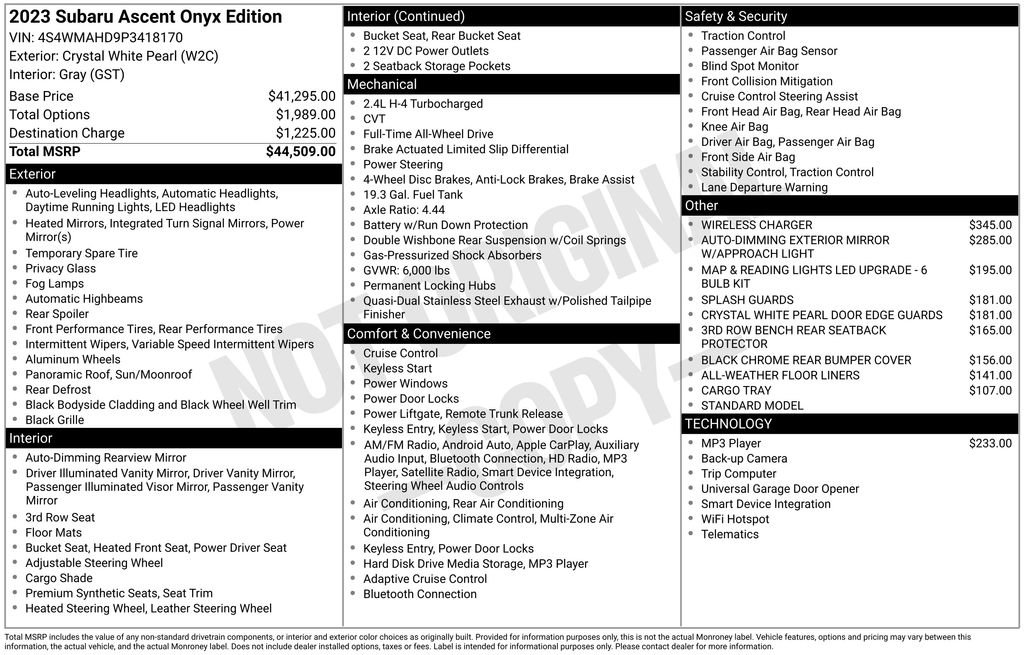 Used 2023 Subaru Ascent Onyx Edition image 33