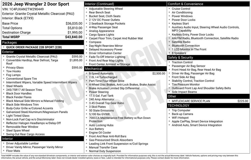 New 2026 Jeep Wrangler Sport AWD/4WD image 34