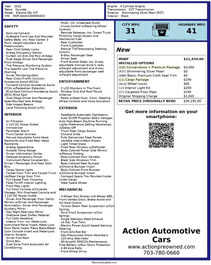 Used 2022 Hyundai Elantra SEL w/ Convenience + Premium Package image 2