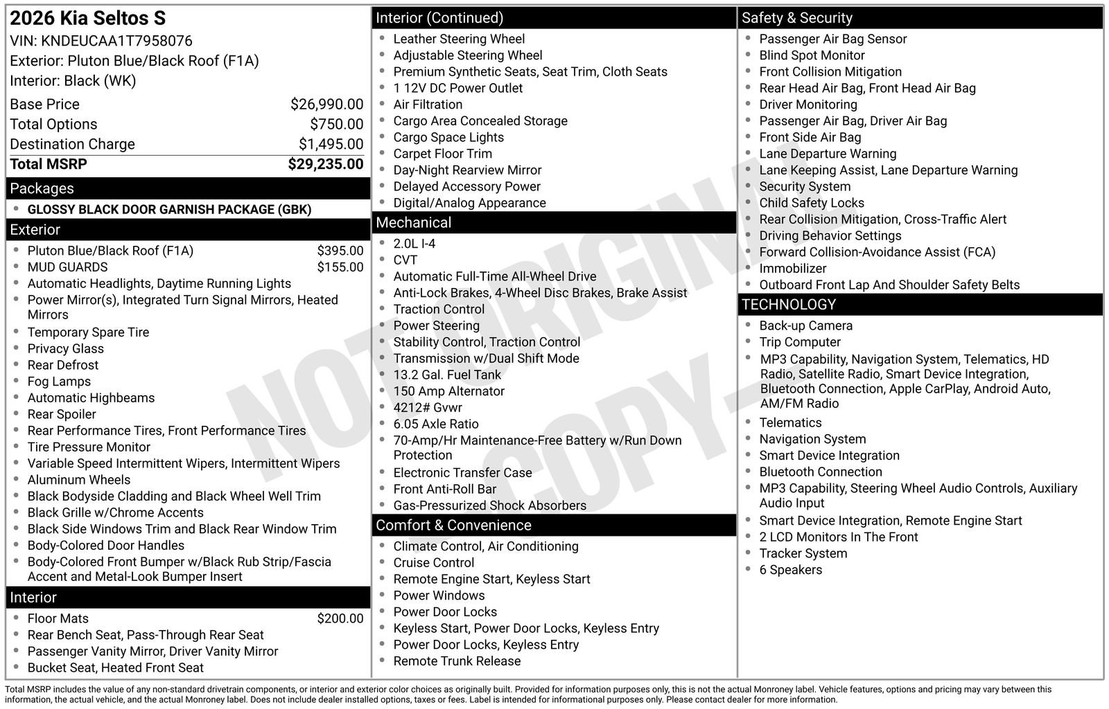 New 2026 Kia Seltos S AWD/4WD image 31