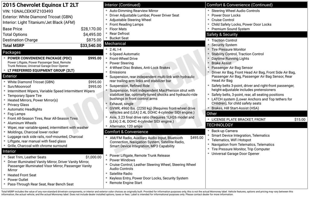 Used 2015 Chevrolet Equinox LT w/ Power Convenience Package FWD image 8