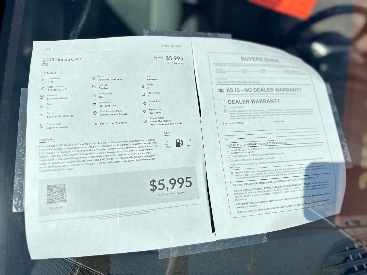 Used 2008 Honda Civic EX image 12