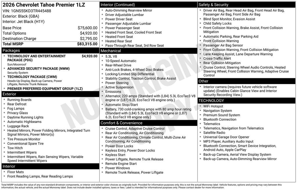 New 2026 Chevrolet Tahoe Premier RWD image 34