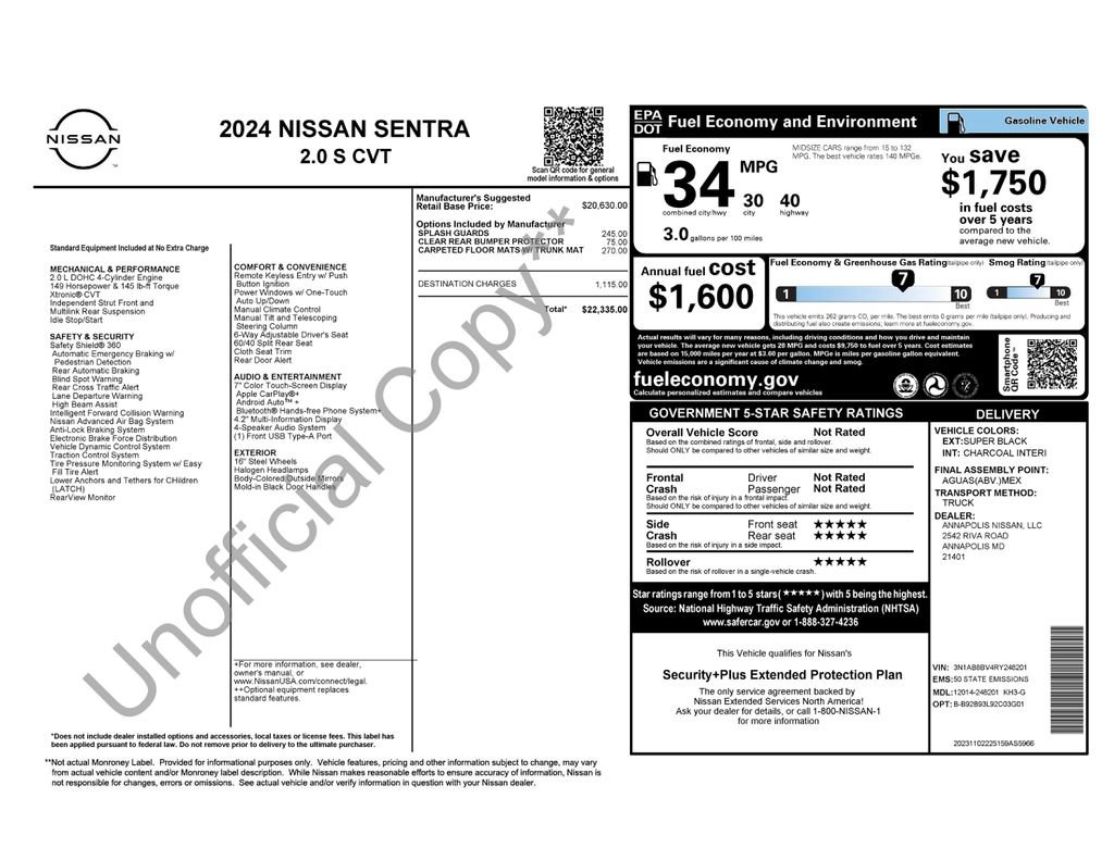 Used 2024 Nissan Sentra S FWD image 3