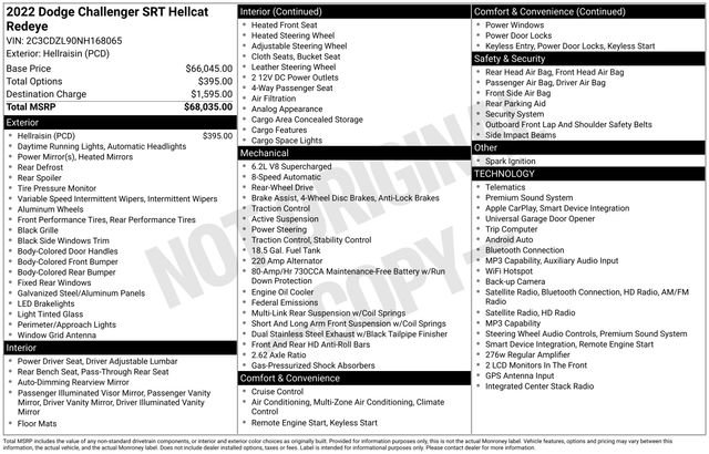 Used 2022 Dodge Challenger SRT Hellcat Redeye RWD image 35