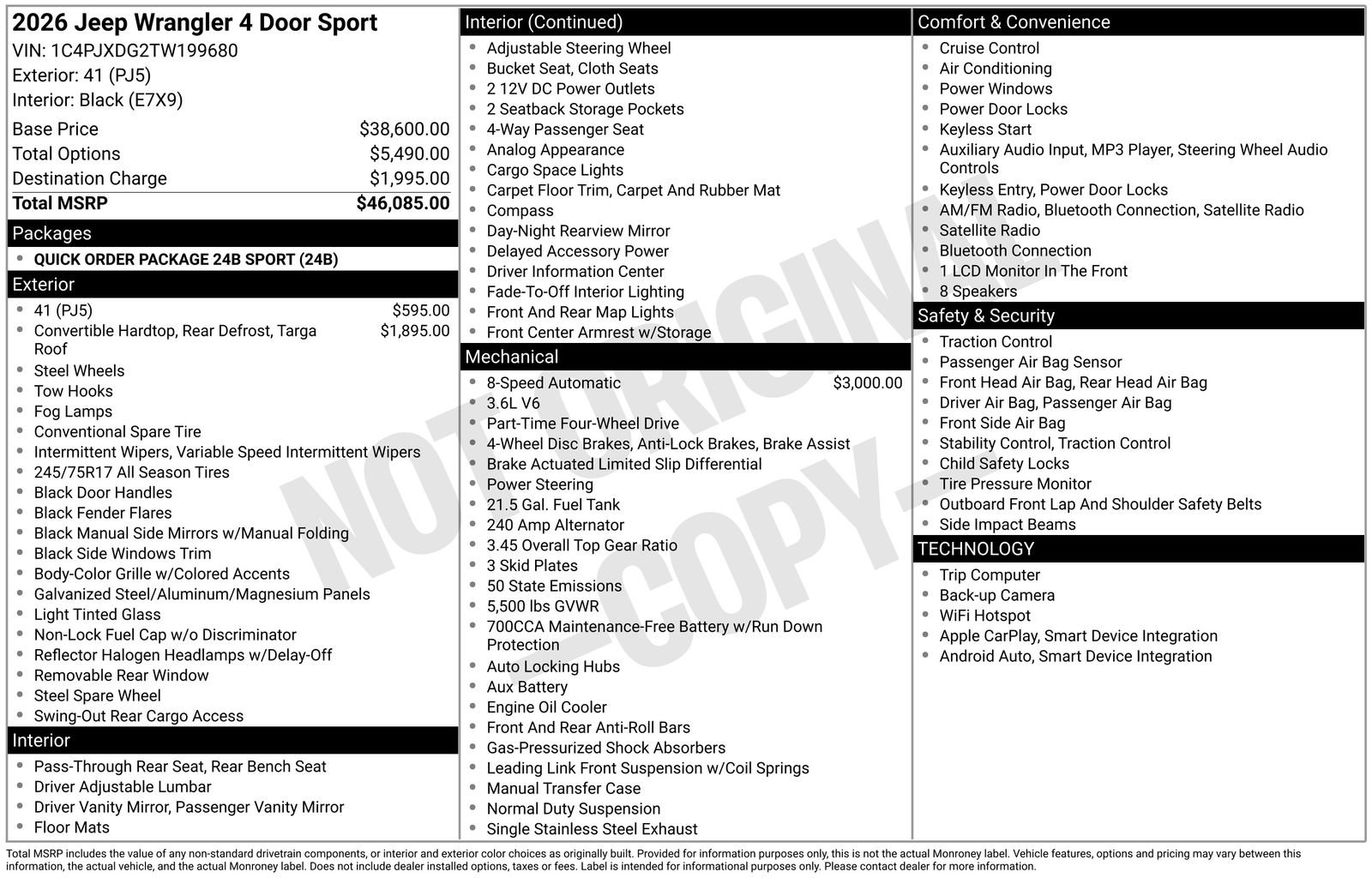 New 2026 Jeep Wrangler Unlimited Sport AWD/4WD image 25