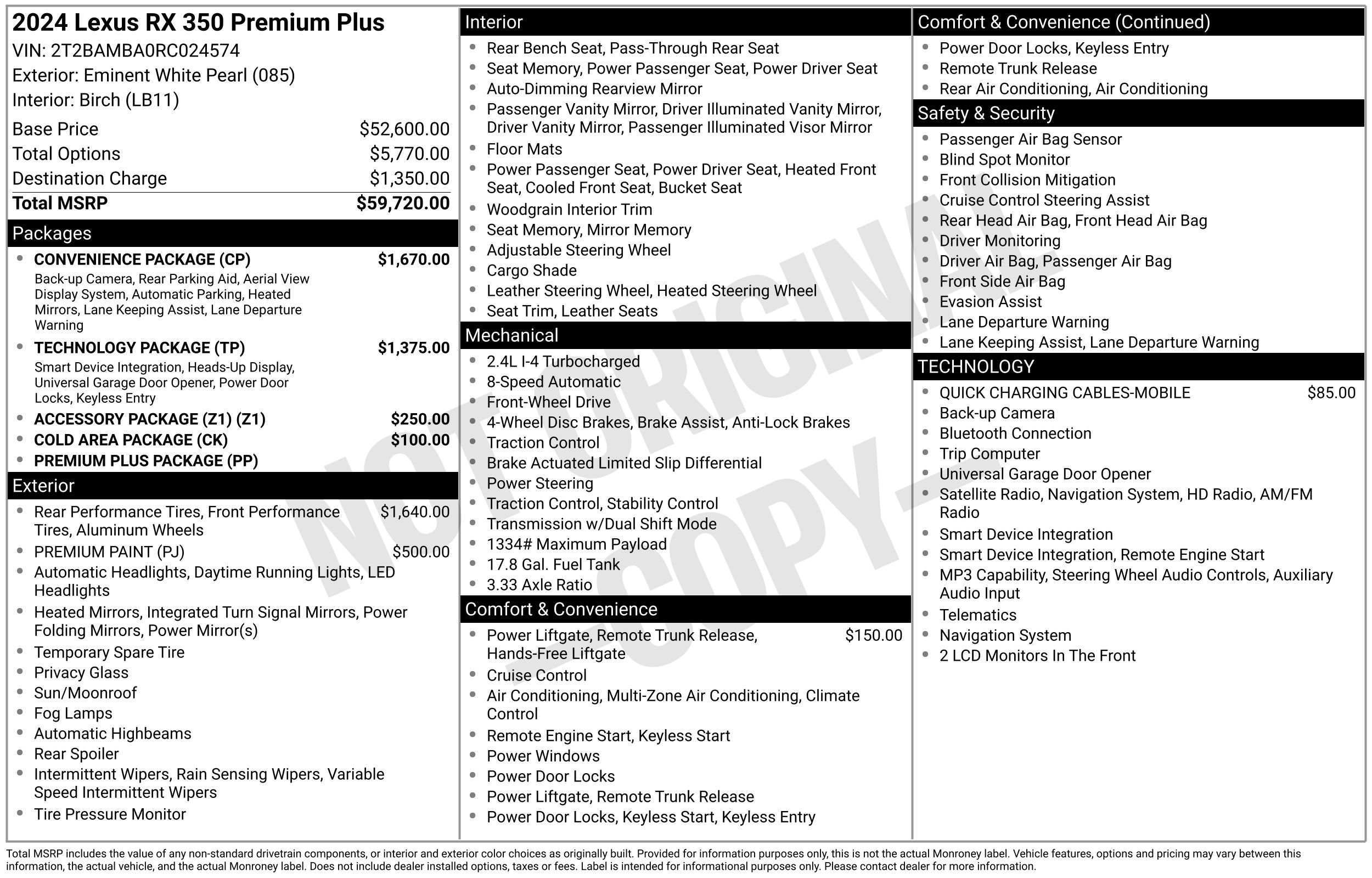 Used 2024 Lexus RX 350 Premium Plus w/ Convenience Package FWD image 46