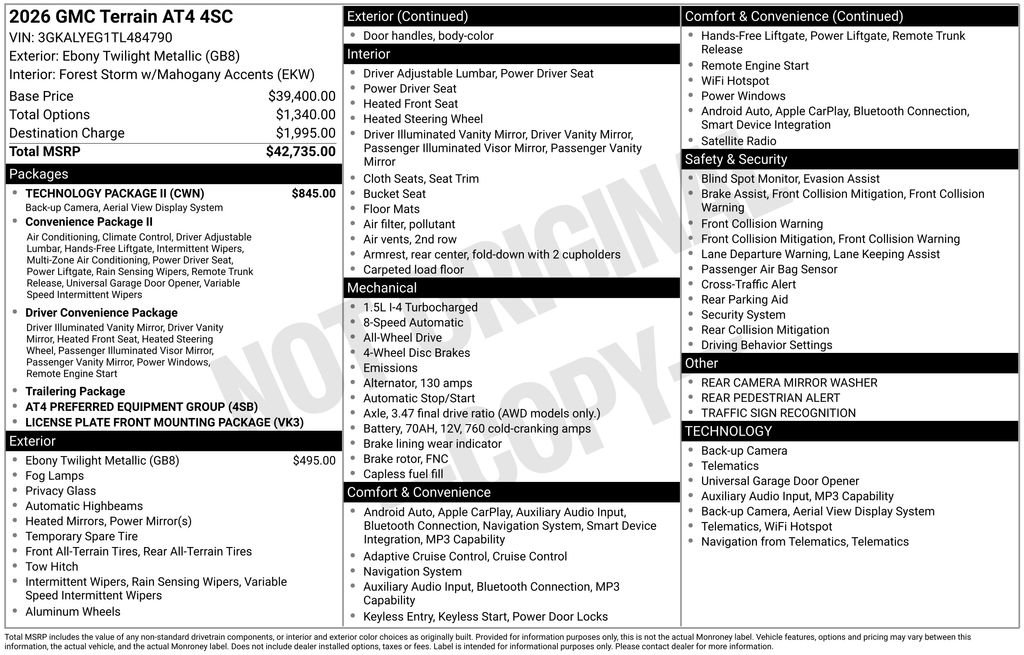 New 2026 GMC Terrain AT4 w/ Technology Package II AWD/4WD image 44