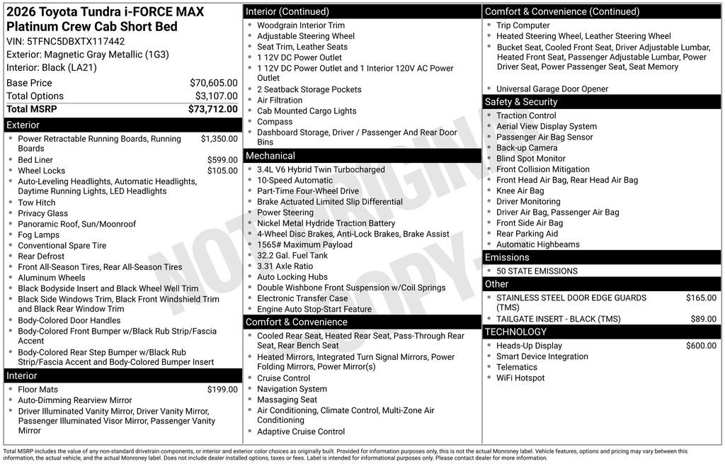 New 2026 Toyota Tundra Platinum image 5
