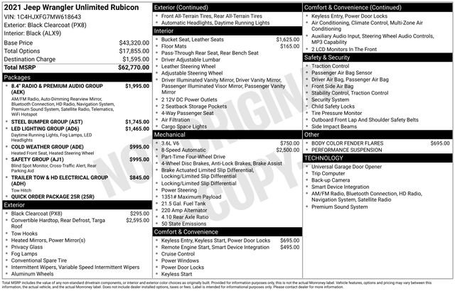 Used 2021 Jeep Wrangler Unlimited Rubicon AWD/4WD image 14