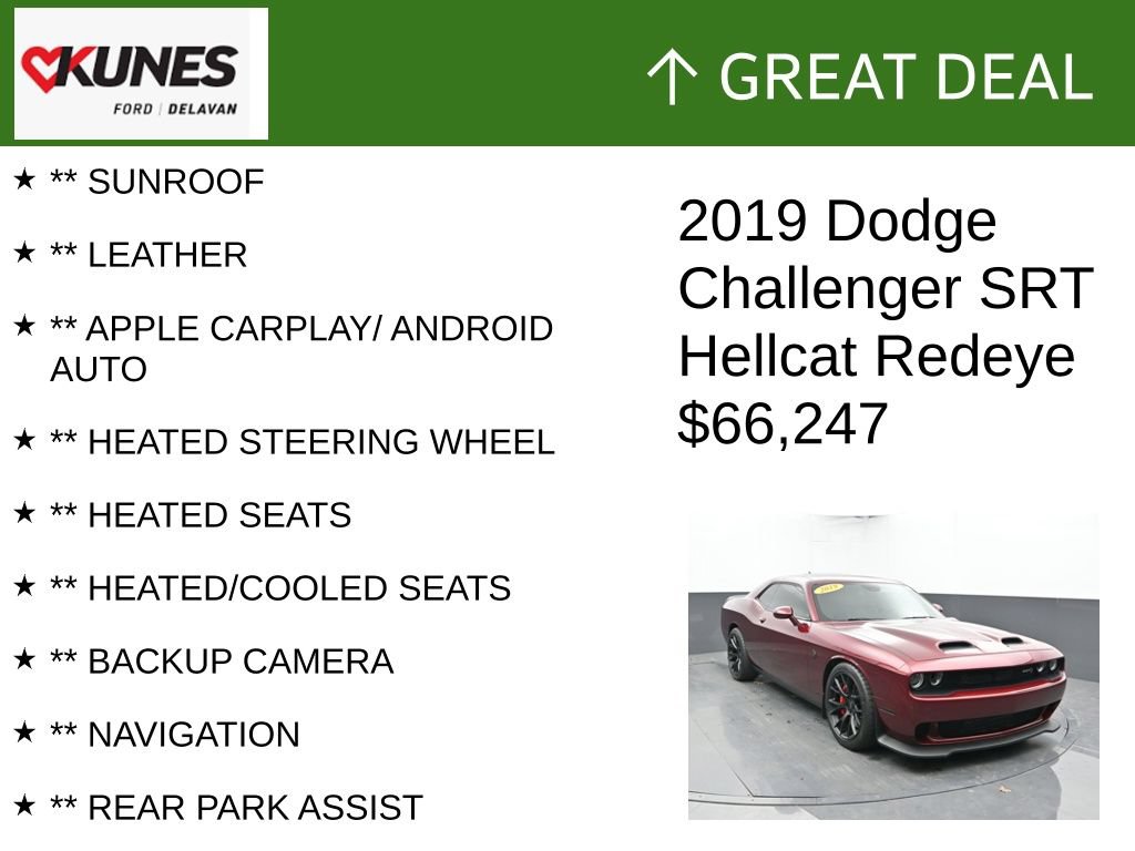 Used 2019 Dodge Challenger SRT Hellcat Redeye RWD image 2