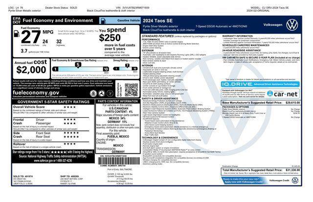Certified 2024 Volkswagen Taos SE image 47