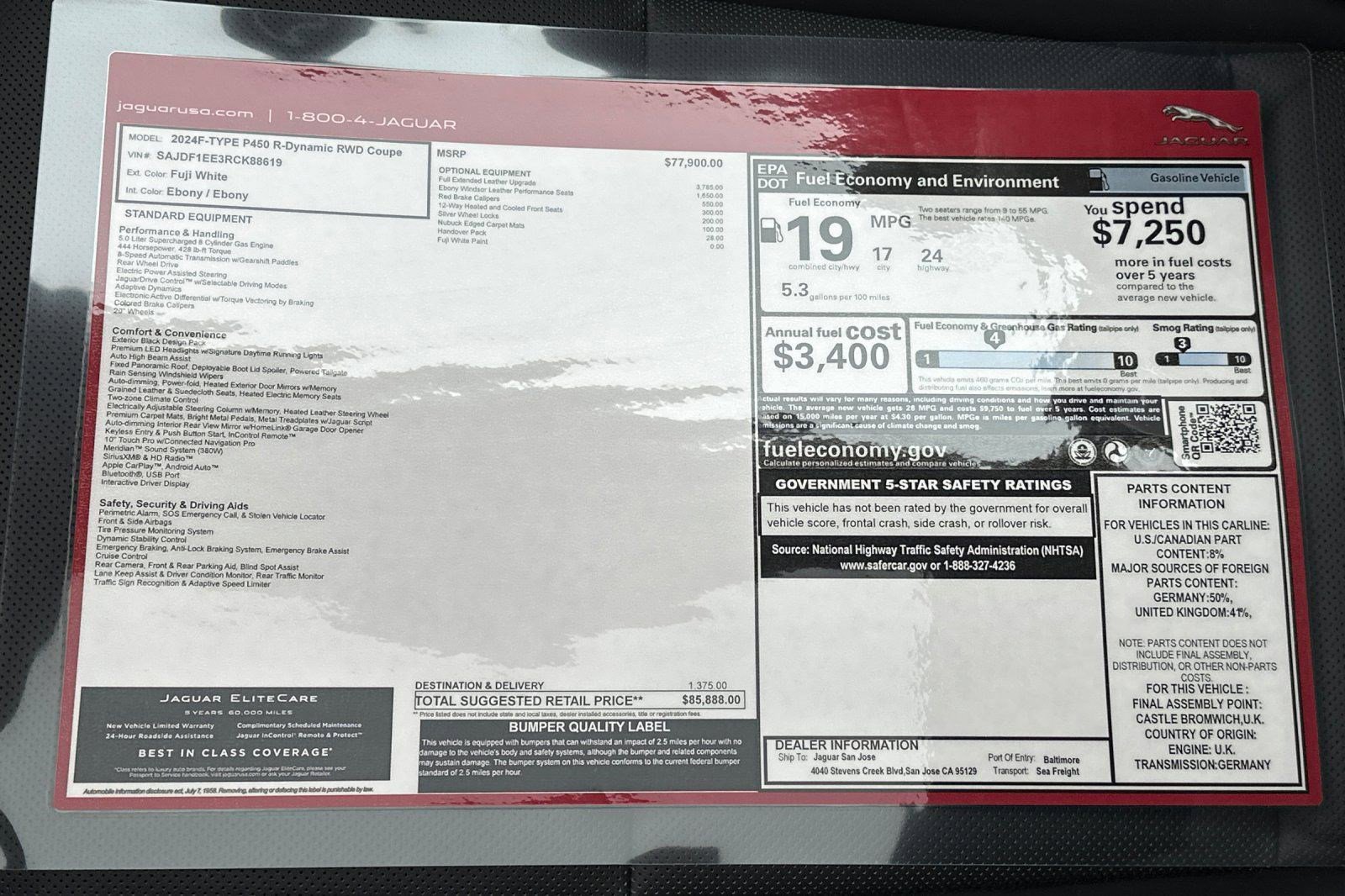 New 2024 Jaguar F-TYPE R-Dynamic RWD image 27