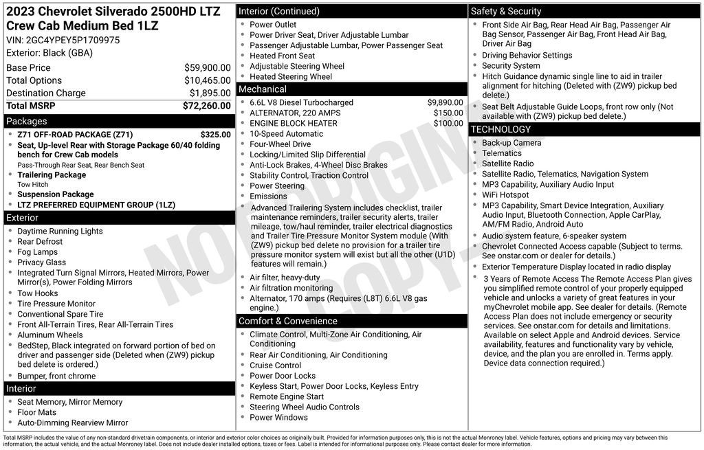 Used 2023 Chevrolet Silverado 2500 LTZ w/ Z71 Off-Road Package AWD/4WD image 6