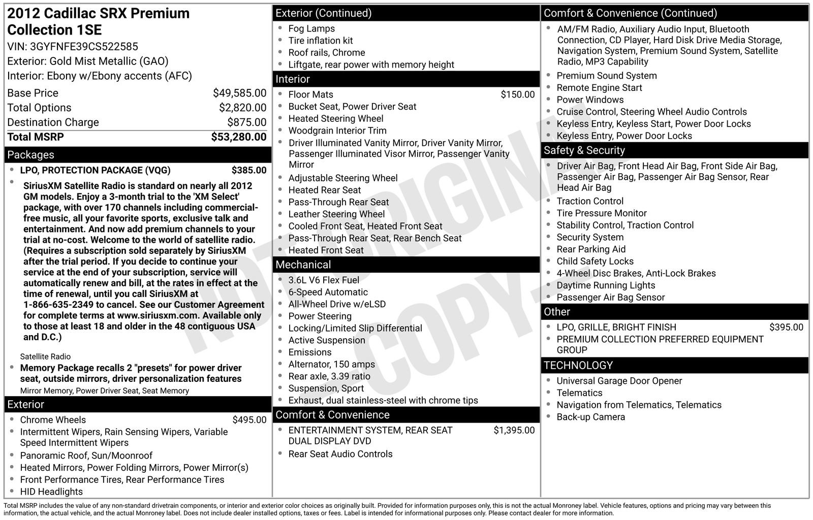 Used 2012 Cadillac SRX Premium w/ LPO, Protection Package image 8