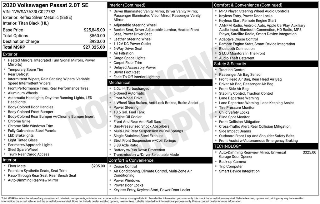 Used 2020 Volkswagen Passat 2.0T SE image 3