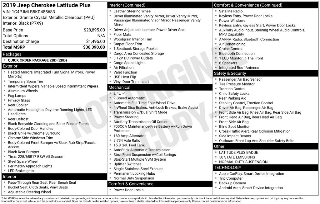 Used 2019 Jeep Cherokee Latitude Plus AWD/4WD image 6
