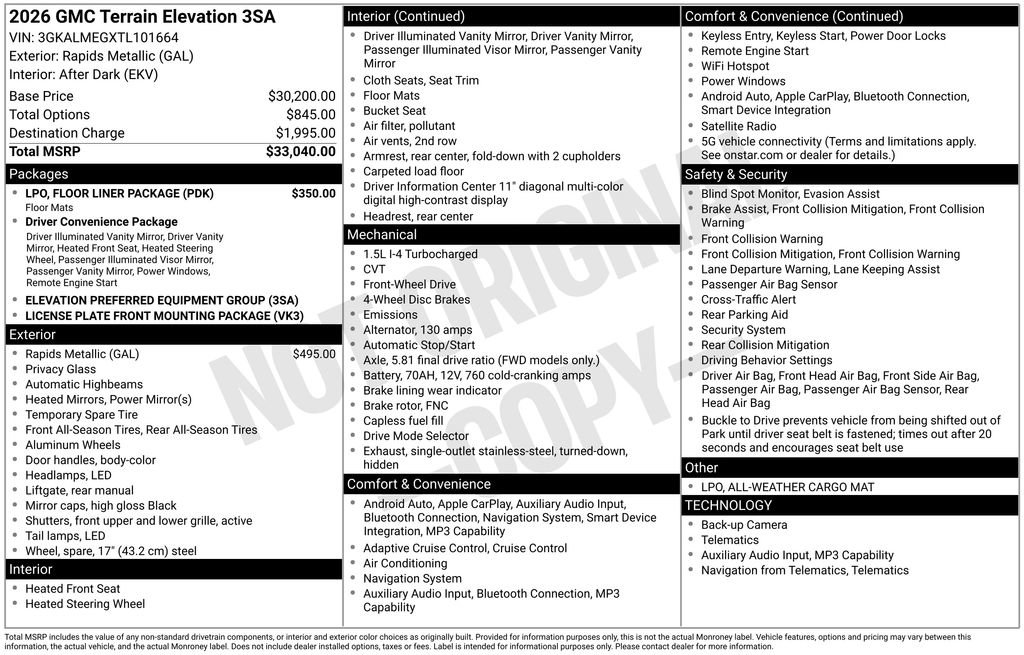 Certified 2026 GMC Terrain Elevation w/ LPO, Floor Liner Package FWD image 33
