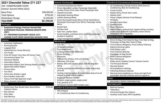 Used 2021 Chevrolet Tahoe Z71 AWD/4WD image 19
