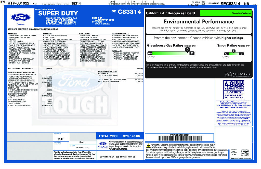 Used 2025 Ford F250 Lariat w/ FX4 Off-Road Package AWD/4WD image 4