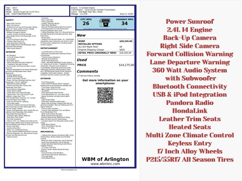 Used 2014 Honda Accord EX-L image 2