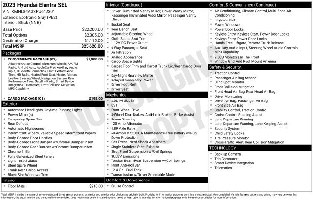 Used 2023 Hyundai Elantra SEL w/ Convenience Package FWD image 37