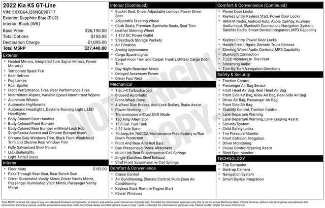 Certified 2022 Kia K5 GT-Line FWD image 36