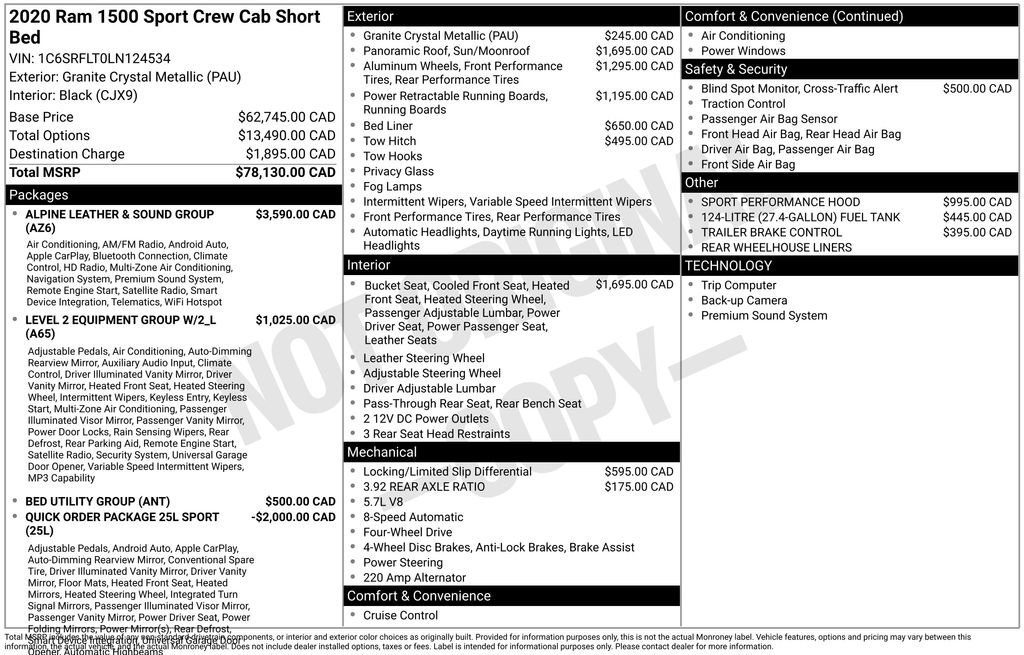 Used 2020 RAM 1500 Sport w/ Alpine Leather & Sound Group AWD/4WD image 40