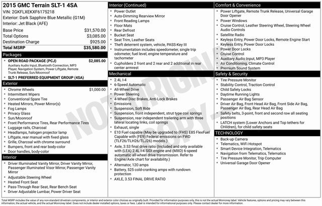 Used 2015 GMC Terrain SLT w/ Open Road Package