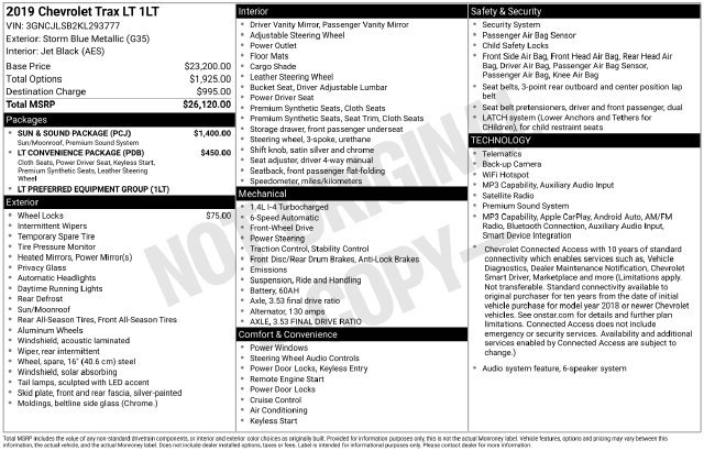 Used 2019 Chevrolet Trax LT w/ Sun & Sound Package FWD image 6