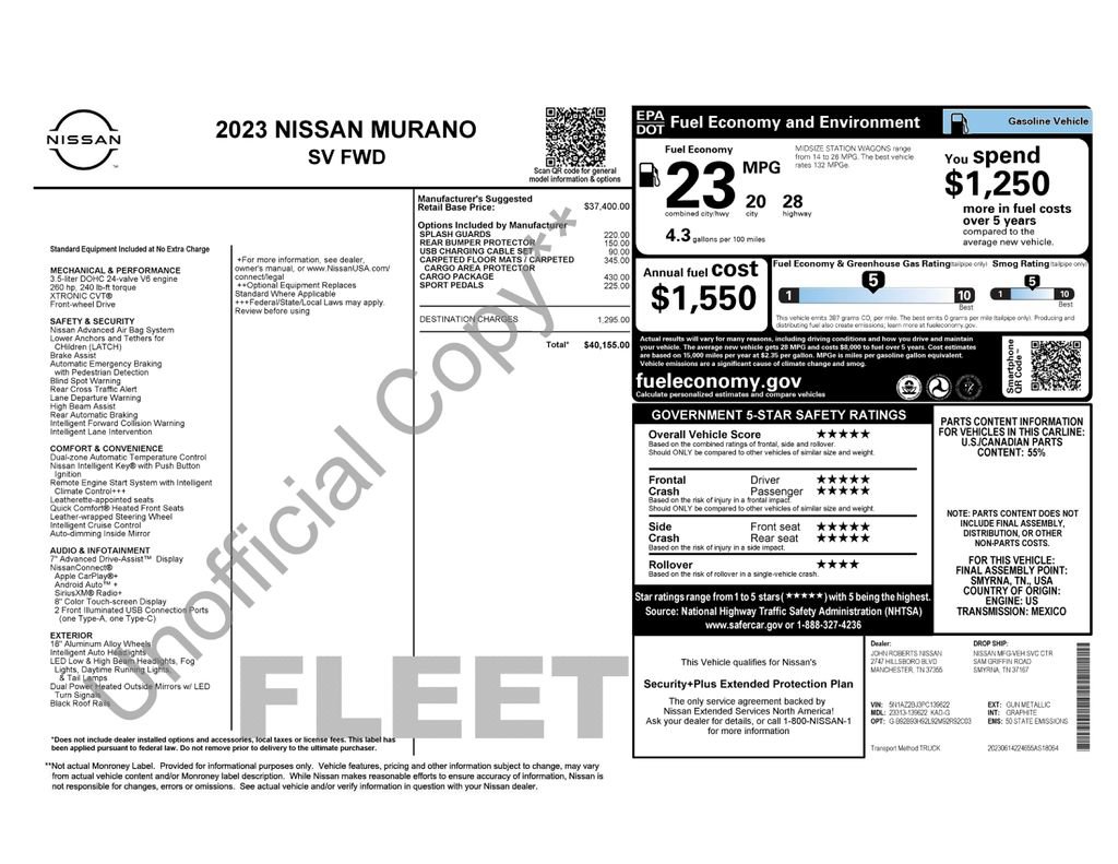 Used 2023 Nissan Murano SV w/ Cargo Package FWD image 10