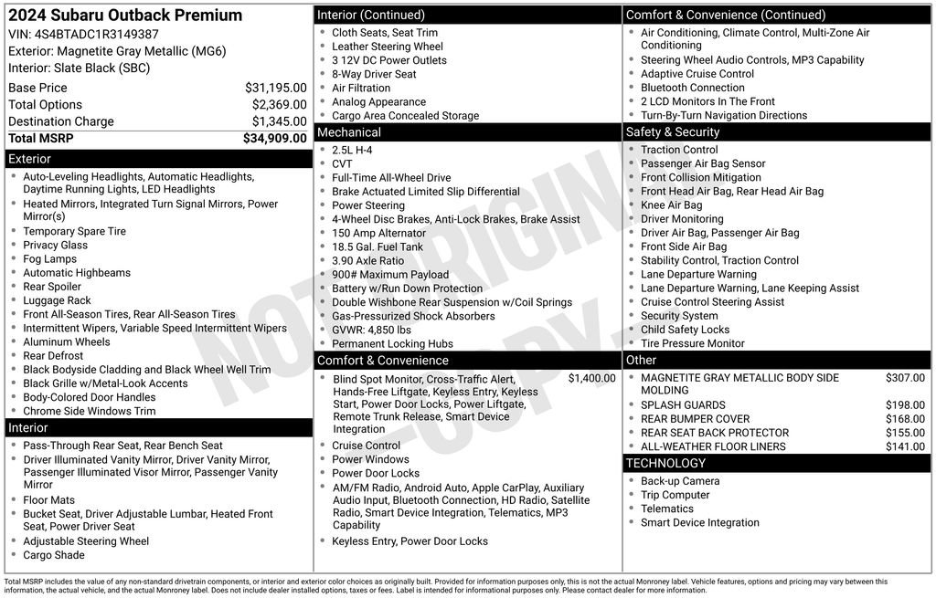 Certified 2024 Subaru Outback Premium AWD/4WD image 1
