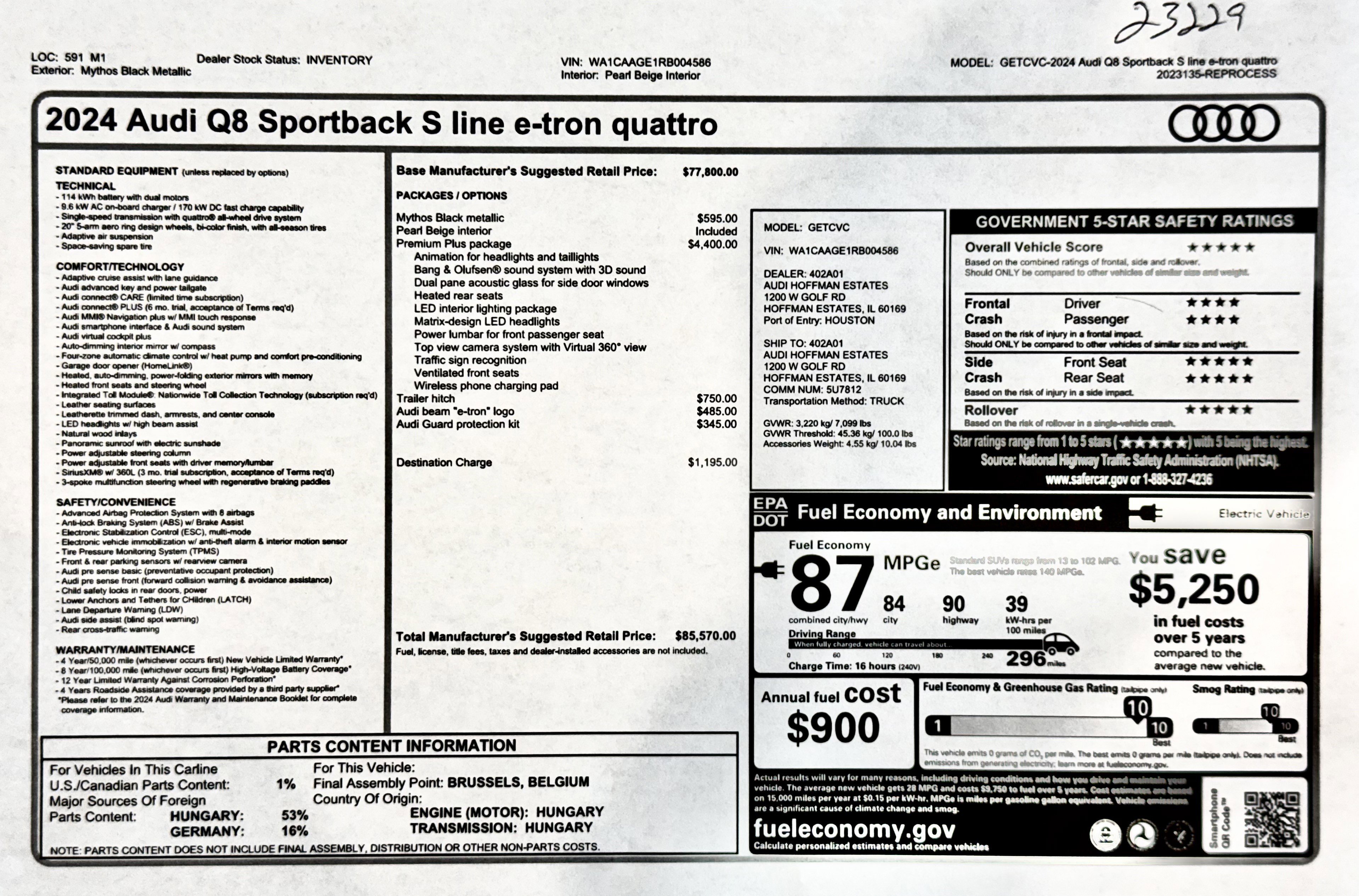 Used 2024 Audi Q8 e-tron Premium Plus w/ Premium Plus Package image 2