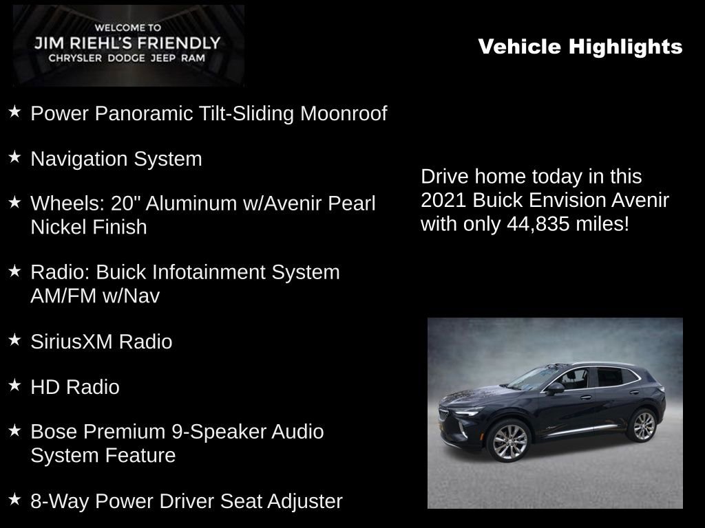 Used 2021 Buick Envision Avenir w/ Technology Package II AWD/4WD image 5