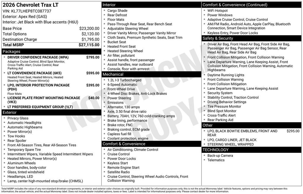New 2026 Chevrolet Trax LT w/ Driver Confidence Package FWD image 8