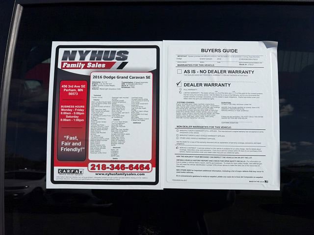 Used 2016 Dodge Grand Caravan SE w/ Quick Order Package 29E SE FWD image 45