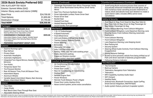 New 2026 Buick Envista Preferred w/ Convenience I Package FWD image 26
