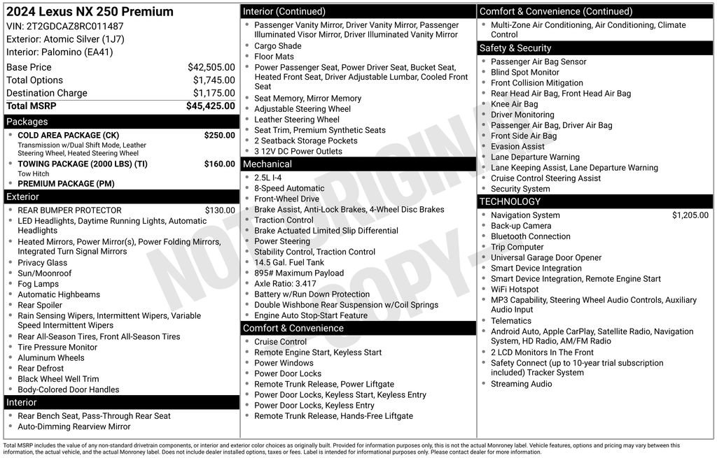 Used 2024 Lexus NX 250 FWD w/ Cold Area Package image 6
