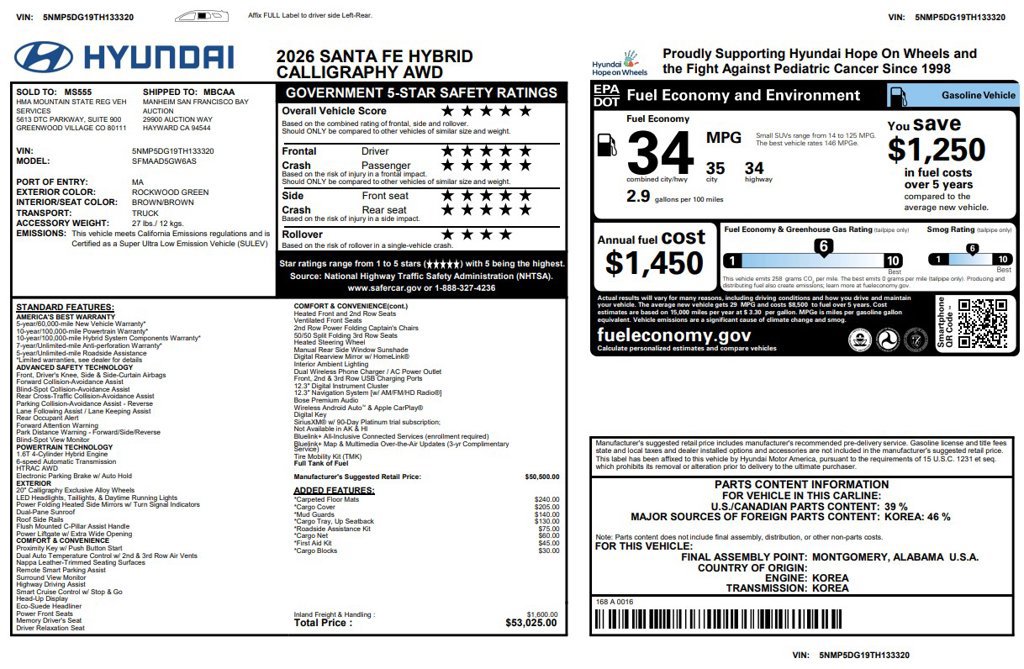 Used 2026 Hyundai Santa Fe Calligraphy AWD/4WD image 3