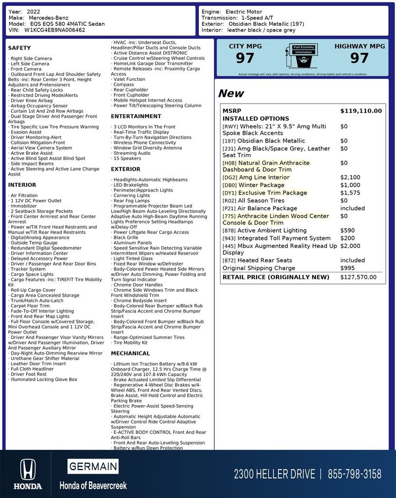 Used 2022 Mercedes-Benz EQS 580 4MATIC Sedan image 33