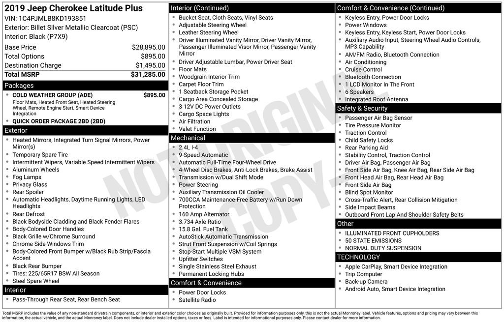 Used 2019 Jeep Cherokee Latitude Plus w/ Cold Weather Group image 36