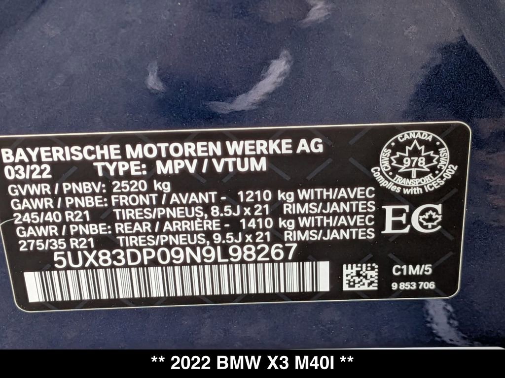 Used 2022 BMW X3 M40i AWD/4WD image 29