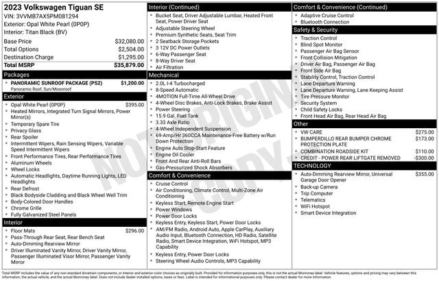 Certified 2023 Volkswagen Tiguan SE w/ Panoramic Sunroof Package AWD/4WD image 41