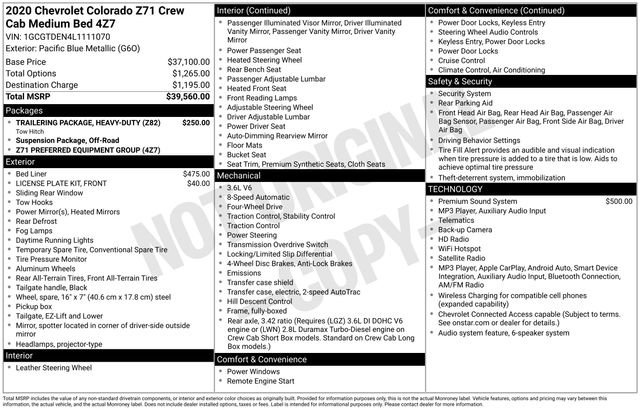 Used 2020 Chevrolet Colorado Z71 AWD/4WD image 36