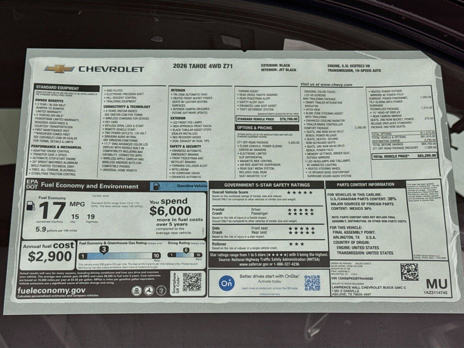 New 2026 Chevrolet Tahoe Z71 w/ Z71 Off-Road Package AWD/4WD image 20