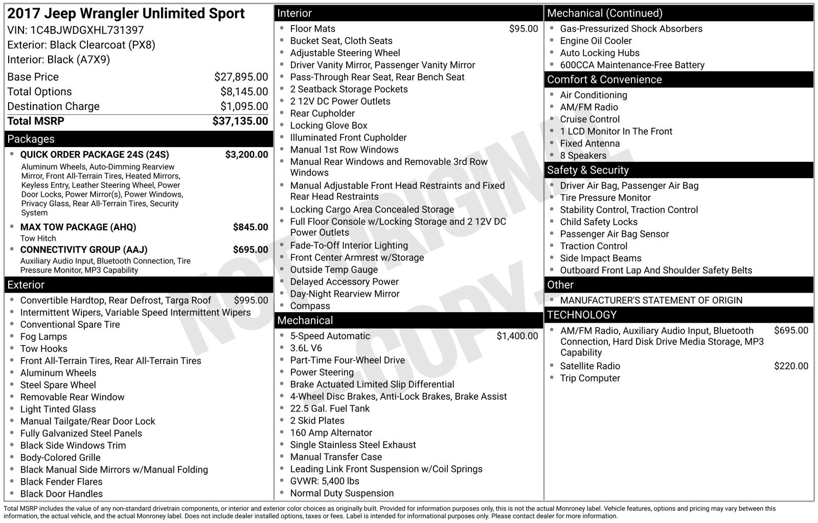 Used 2017 Jeep Wrangler Unlimited Sport w/ Quick Order Package 24S AWD/4WD image 36
