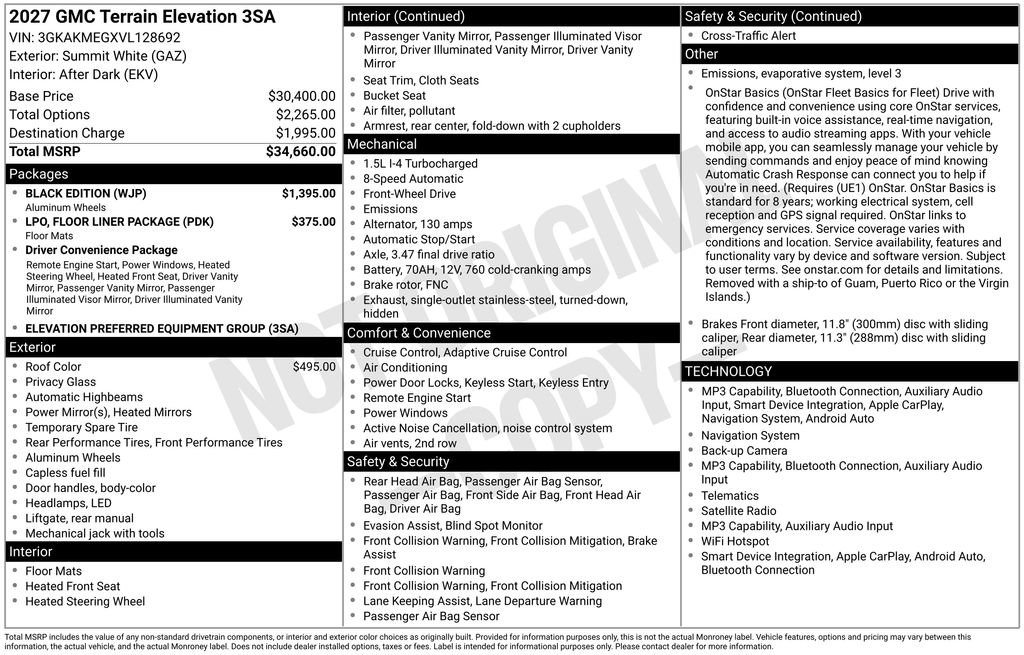 New 2027 GMC Terrain Elevation w/ Black Edition FWD image 5