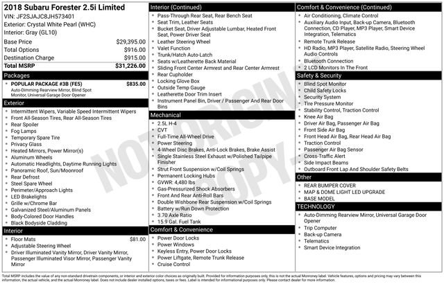 Used 2018 Subaru Forester 2.5i Limited w/ Popular Package #3B image 6