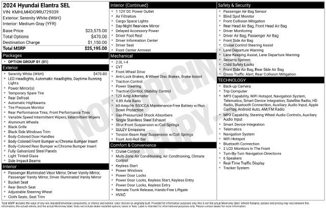 Used 2024 Hyundai Elantra SEL FWD image 31